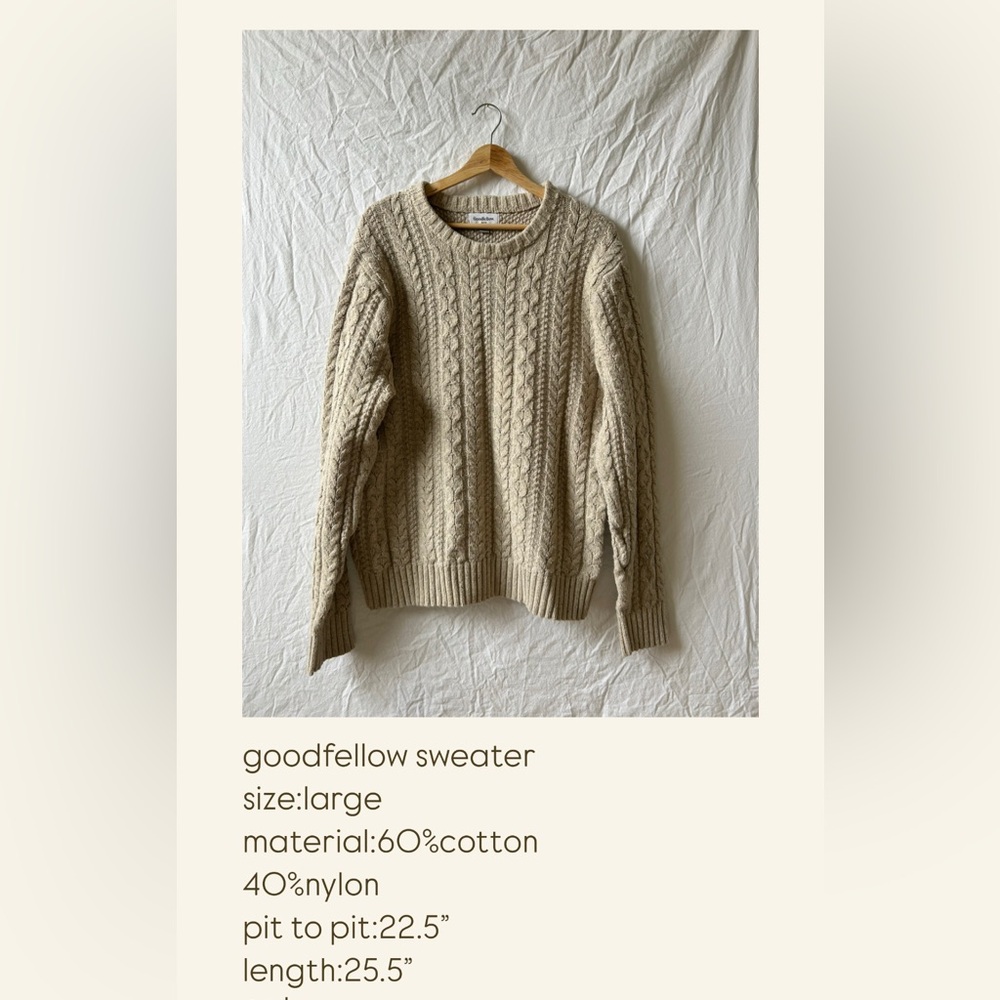 Goodfellow & Co Beige Cable Knit Sweater